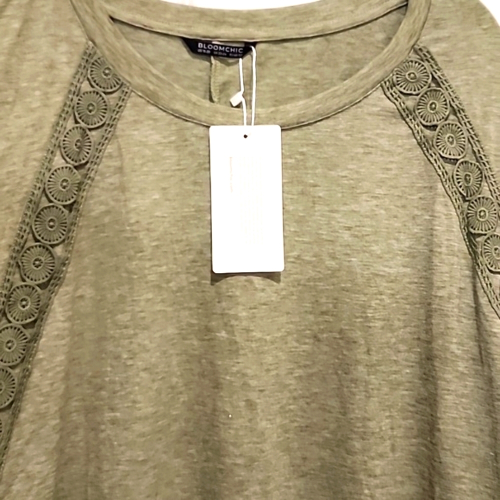 New Bloomchic Sage Green Solid Contrast Lace Ruff… - image 3